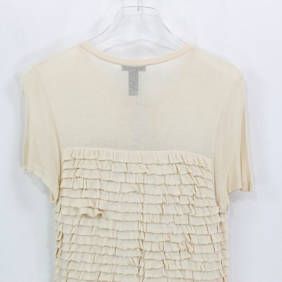 J. CREW Cream Tiered Ruffle Open Front Cardigan Top - Picture 8 of 9